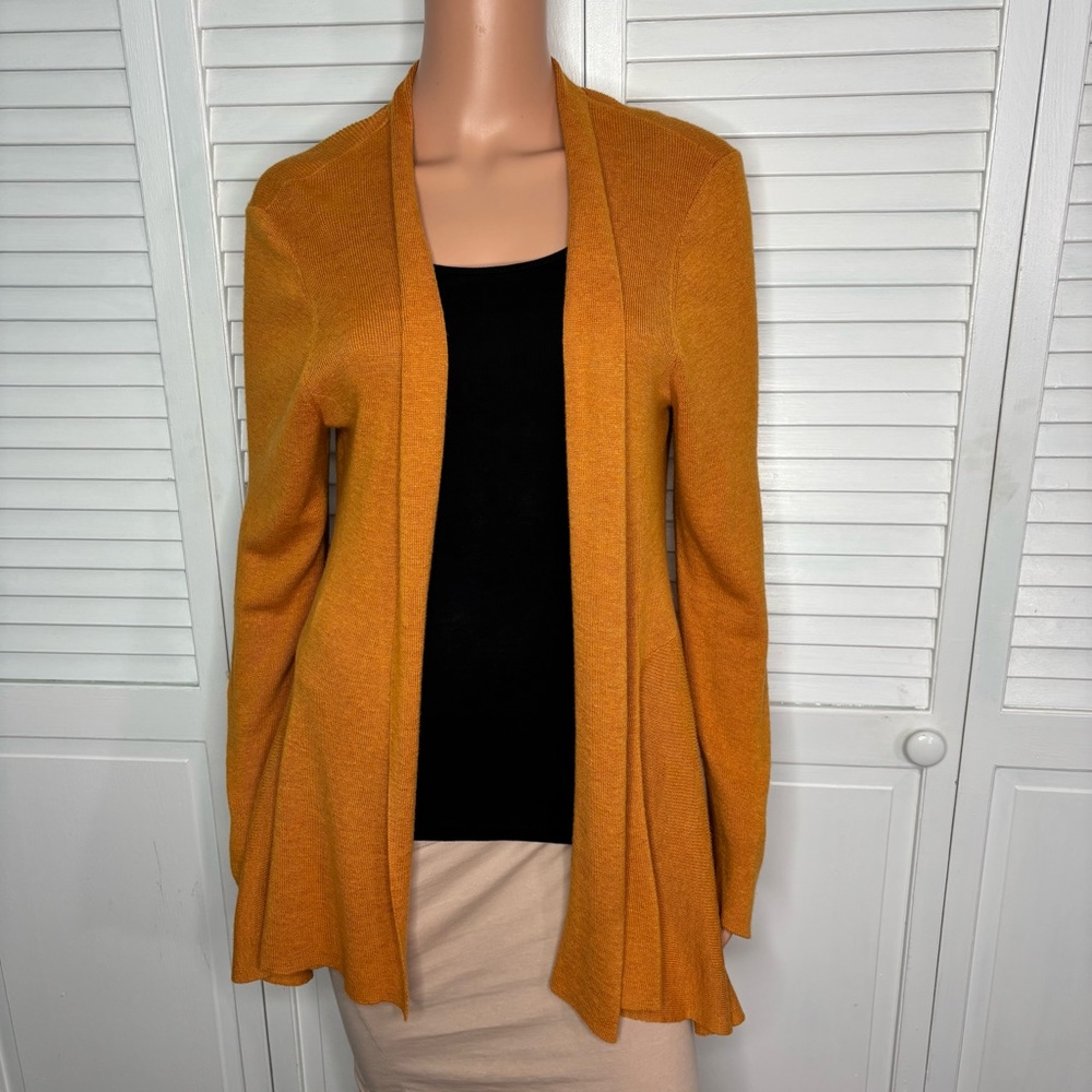 ANN TAYLOR Open Front Cardigan in Orange Size Large